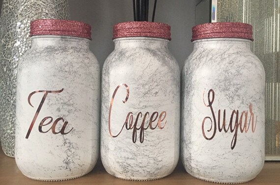 rose gold kitchen tea coffee sugar