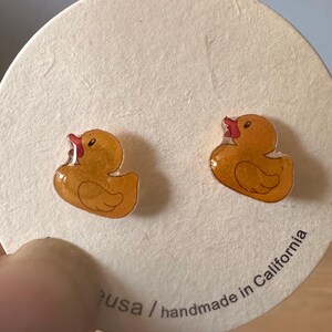 Cute Animal Earrings Stud, Small Duckling Earrings, Titanium Earrings, Tiny Earring Stud, Gift for Little Girl, Gift for Her