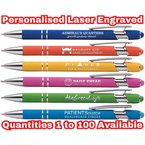 Personalized Laser Engraved Metal Pens: Rubber Finish, Custom Printed Gift Pen