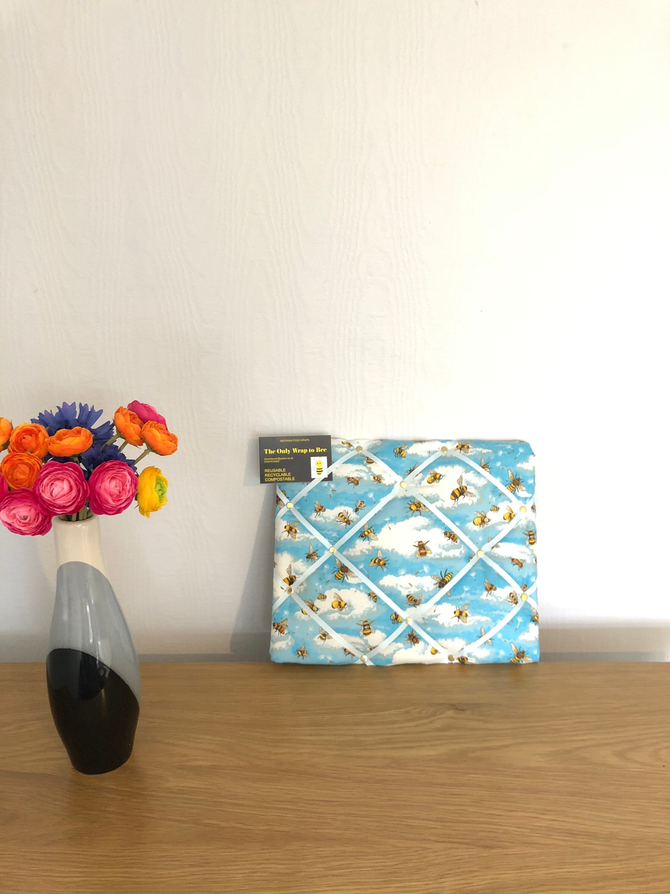 Padded notice board memo board Blue bees SMALL 10 x 12 Etsy