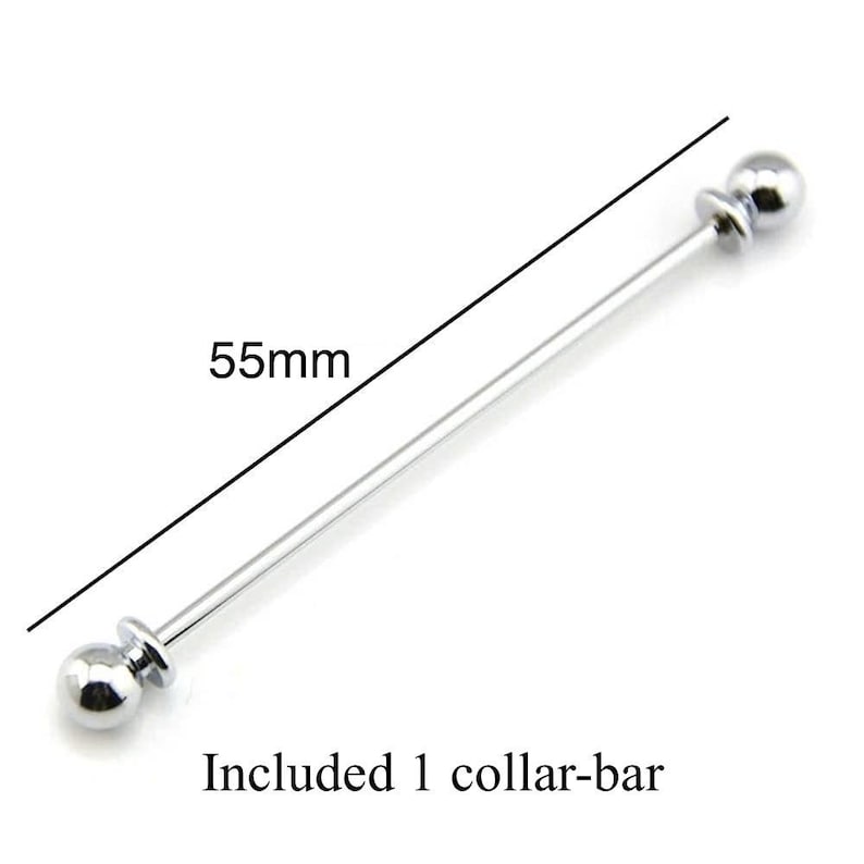 May include: A silver-colored collar bar, 55mm in length, with a ball on each end. The bar is straight and has a polished finish. The text "Included 1 collar-bar" is at the bottom of the image.