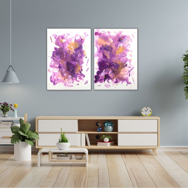 Painting Set "Day Nr.15", set of 2 paintings 2x(50x70 cm), Abstract Art Living Room Decor