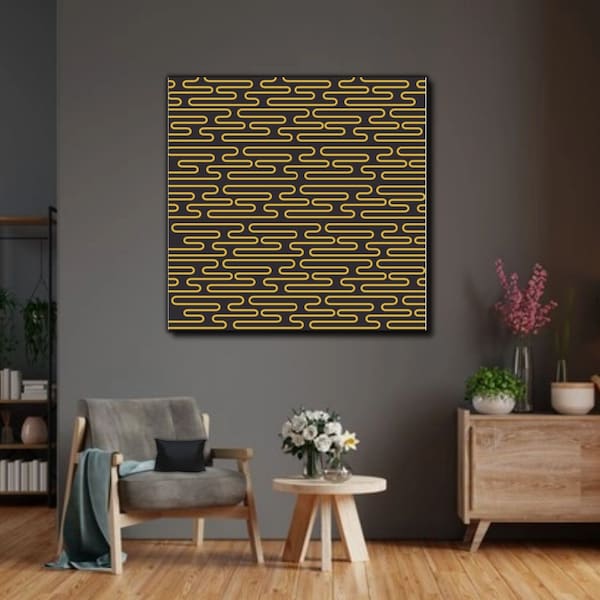 Print on canvas black and gold stylish wall art