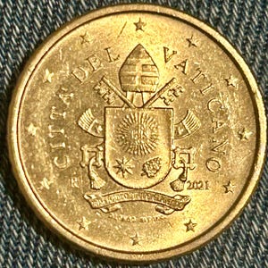 Münze 50 Eurocent Vatikanstadt 2021 - Wappen von Papst Franziskus