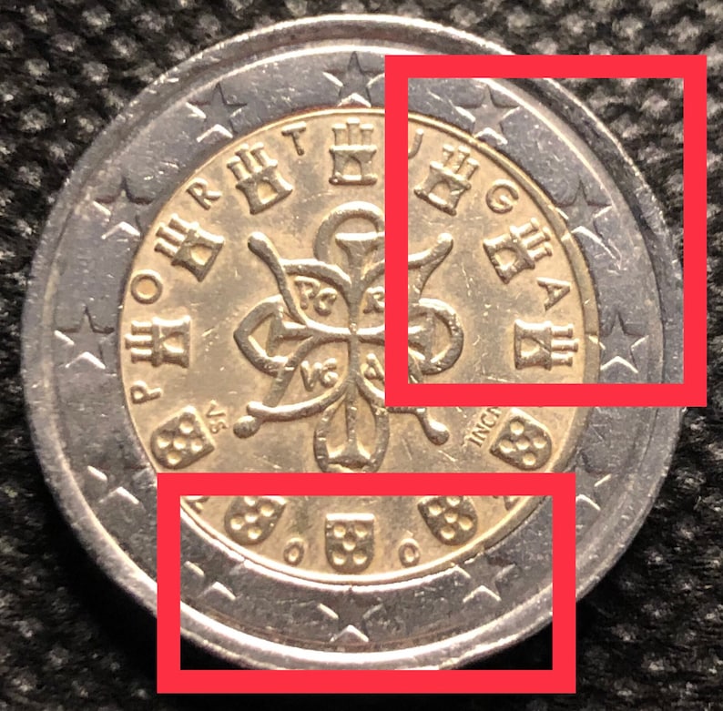 Moneda 2 euros Portugal 2002 con error de impresión Portugal  Etsy México