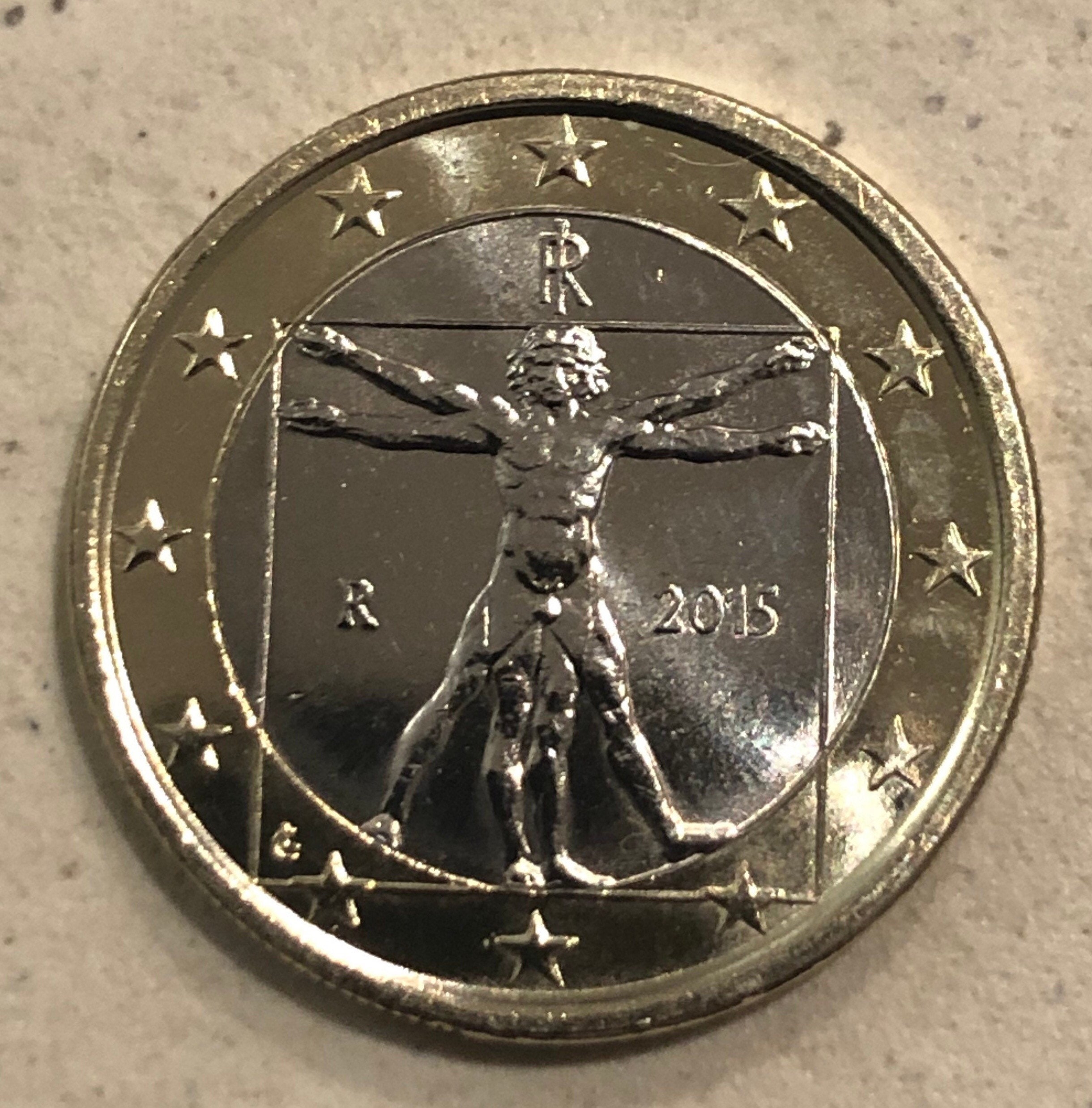 Piece De 1 Euro Rare Leonard Vinci Coin 1 Euro Italy 2015 Italy leonardo Da Vinci Vitruvio - Etsy