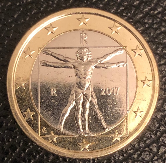 Coin 1 euro Italy 2017 Italia Leonardo Da Vinci Vitruvio man Rare -   Italia