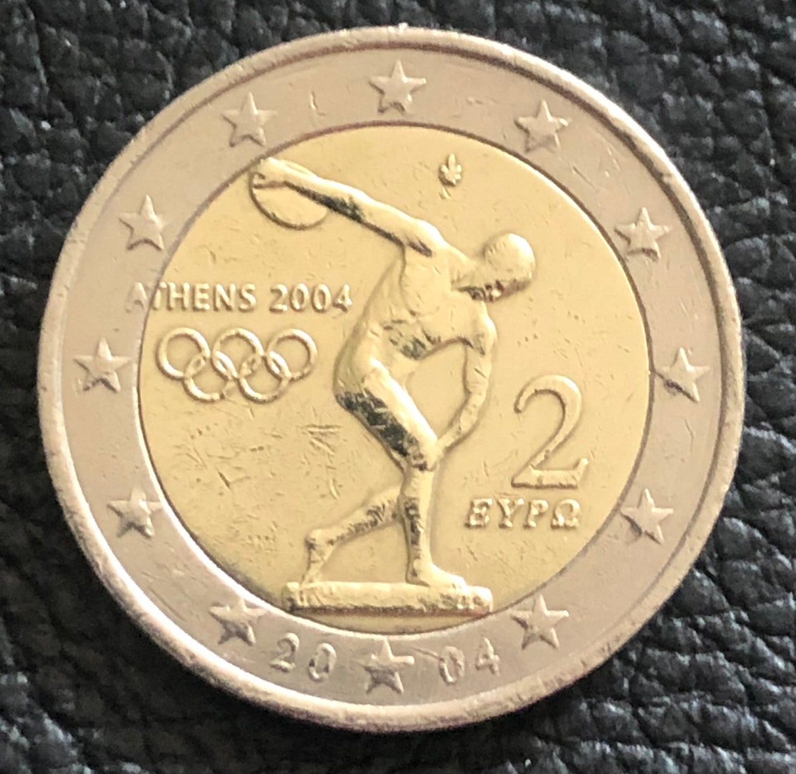 Coin 2 Euro Greece Greece Commemorative Olimpic Games Athens 2004 Rare With Defect Etsy