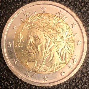 2 euro coin Italy 2021 - Dante Alighieri