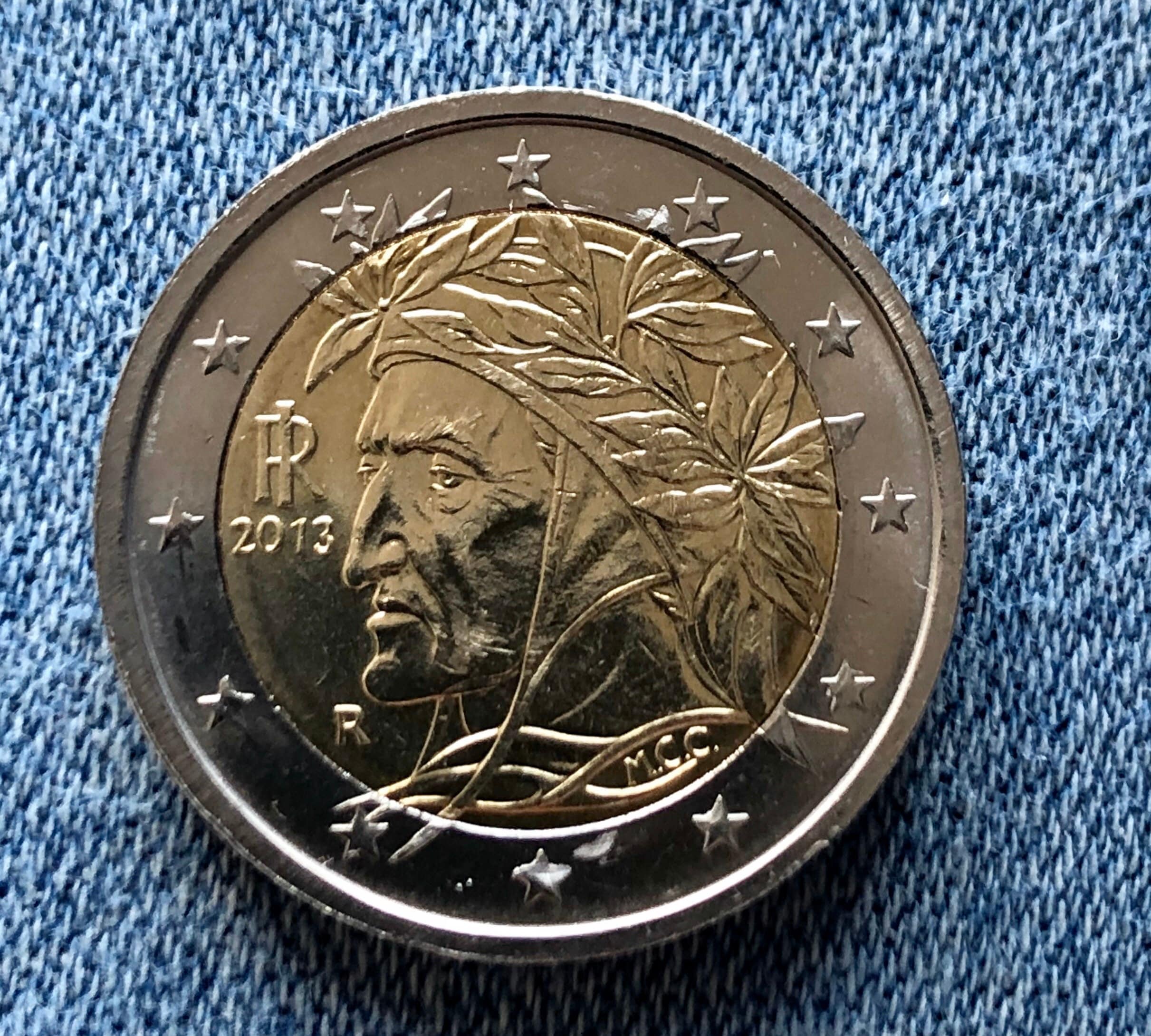 Pièce 2 euro Italie 2013 Dante Alighieri RARE -  France