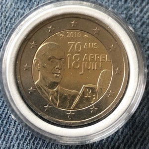 Coin 2 Euro commemorative France 2010 - 70 and called 18 Juin - De Gaulle