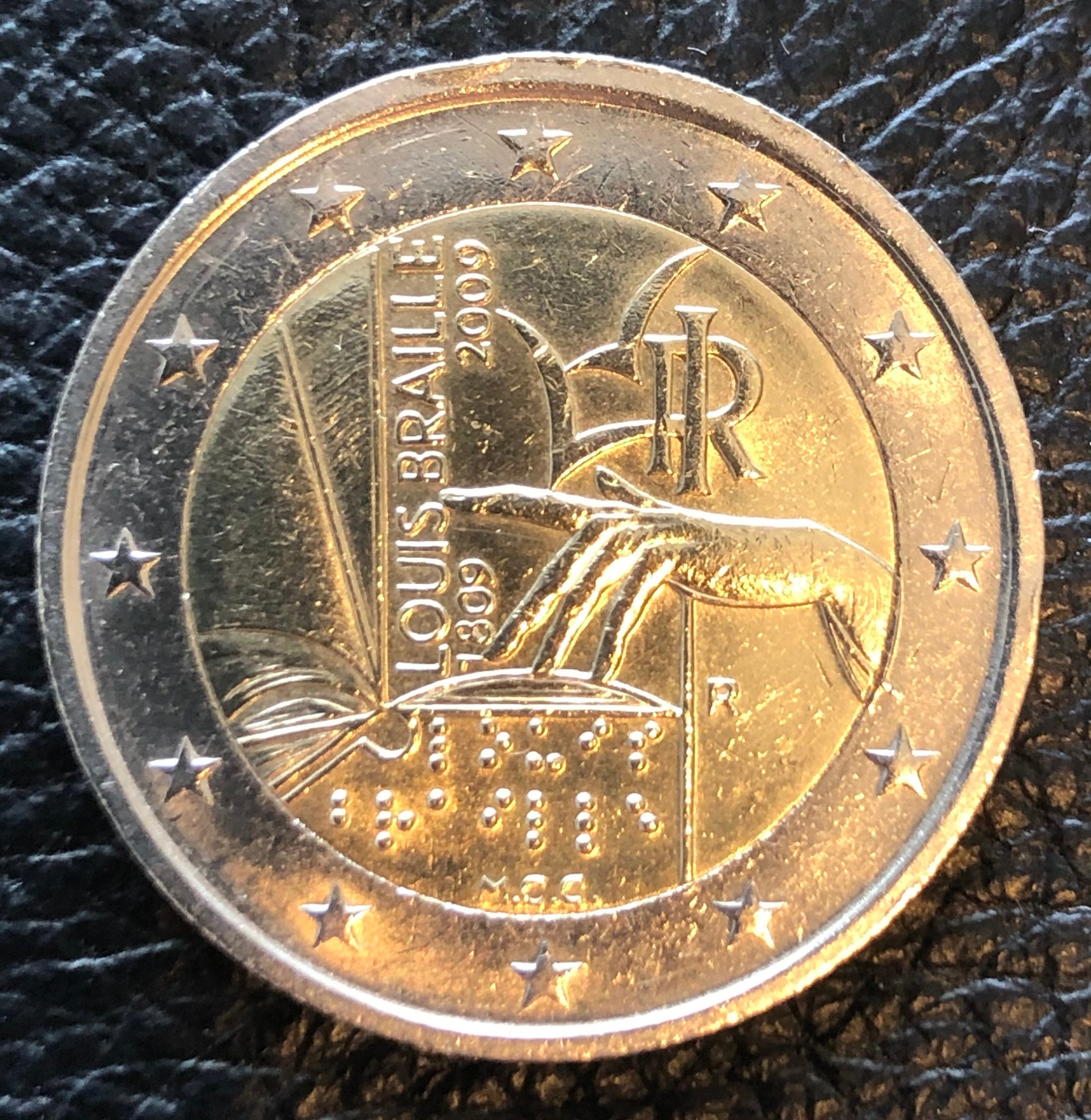 Coin 2 Euro Italy Italien 2009 Gedenken Louis Braille Etsy.de