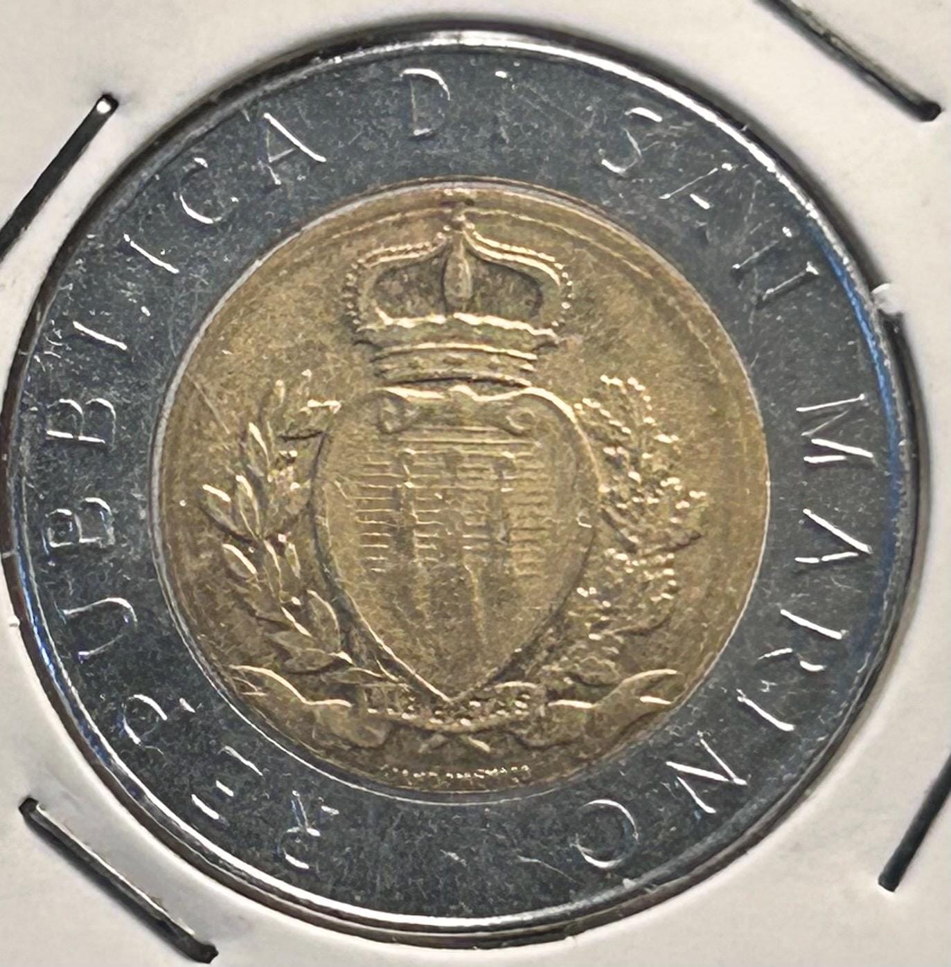 サンマリノ・500リラ銀貨☆1976年／未使用／城壁の国章とオリーブの木／ サンマリノ・500リラ銀貨☆1976年／未使用／城壁の国章とオリーブの