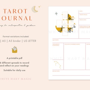 Archivo digital - Tarot Journal Imprimible A4 + Carta + Carpeta A5 - Botanical Magic - Tiradas de tarot, diario de tarot - PDF descargable imprimible