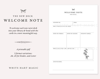 Digital file - Tarot New Deck Journal Printable in A4, A5 and Letter - Modern Vintage - Tarot deck log, tarot library - Printable PDF