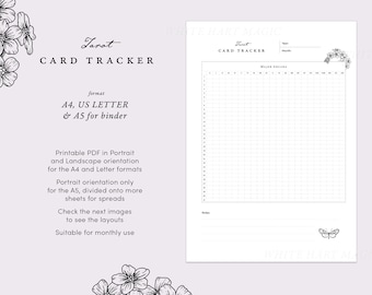 Tarot Monthly Tracker sheet - Digital printable - Vintage botanical edition - A4 + Letter + A5 Binder + iPad - Downloadable printable PDF