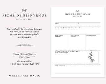 FRANÇAIS - Fichier digital - Fiche Nouveau Jeu de Tarot à imprimer - A4, A5, A5 planner + Lettre US - fichier PDF téléchargement instantané