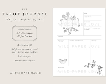 Tarot Journal Printable - Digital tarot diary - Vintage botanical edition - A4 + Letter + A5 Binder + iPad - Downloadable printable PDF