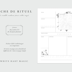 FRANÇAIS - Fichier digital - Fiche de rituel de Magie - Format A4 + Lettre US + A5 Planner - Witchcraft - PDF à télécharger et imprimer