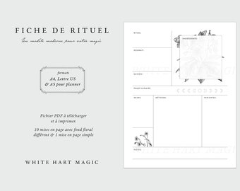 FRANÇAIS - Fichier digital - Fiche de rituel de Magie - Format A4 + Lettre US + A5 Planner - Witchcraft - PDF à télécharger et imprimer