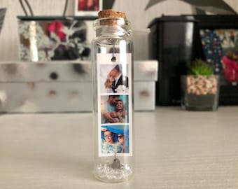 Personalised Photo Message in a Bottle: Tiny Keepsake Gift, Birthday, Christmas, Miss You