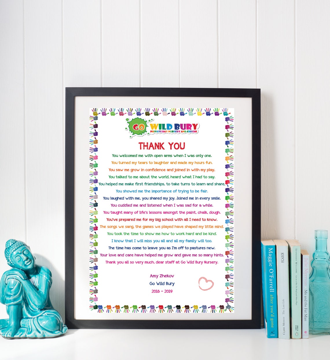 Thank You Nursery Day Care Childminder Kindergarten Print - Etsy