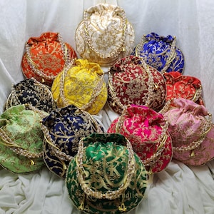 Indian Handmade Women&#39;s Embroidered Clutch Purse Potli Bag Pouch Drawstring Bag Purse Potli Bag Pouch Wedding Favor Return Gift For Guests