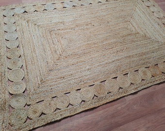 Indian Handmade Hand Braided Bohemian Jute Area Rug Home Decor Rugs Floor Rug Handwoven Rug Jute Rug Eco Rug Rectangle Rug Solid Area Rugs