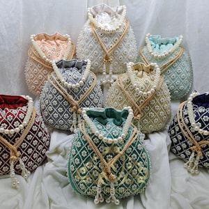 Lote de bolsos bordados hechos a mano para mujer, potli indio tradicional, regalo de Navidad, cartera de mano, regalos de boda, regalo para novia