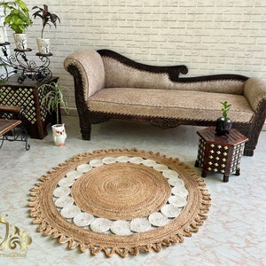 Hand Braided Natural Jute Round Rug for Living Room Decor, Custom Size Rug, Handmade Jute Rug, Yoga Mat, Decorative Rug, Jute Area Rug,