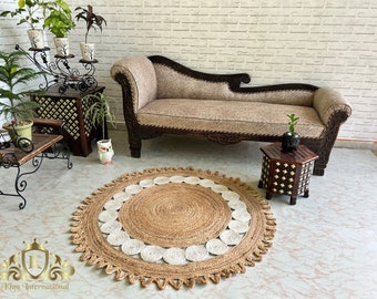 Hand Braided Jute Round Rug: 4x4 ft Boho Decor