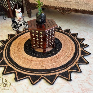 Braided Jute Rug: 4x4 ft Round Bohemian Rug