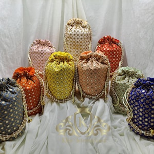 Surtido de bolsos hechos a mano, bolso de mano bordado, bolso Potli, bolsa con cordón, regalo de devolución para novia, bolso de boda, bolso tradicional