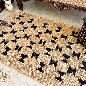 Handwoven Jute Area Rug: Boho Indian Decor, Custom Size