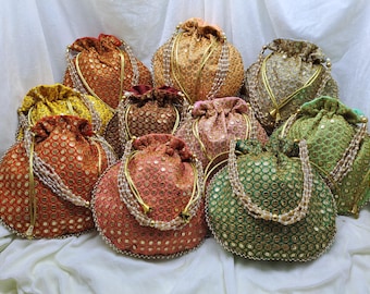 Lot Of 100 Indian Handmade Women's Embroidered Clutch Purse Potli Bag Pouch Drawstring Bag Wedding Favor Return Gift For Guests Free Ship