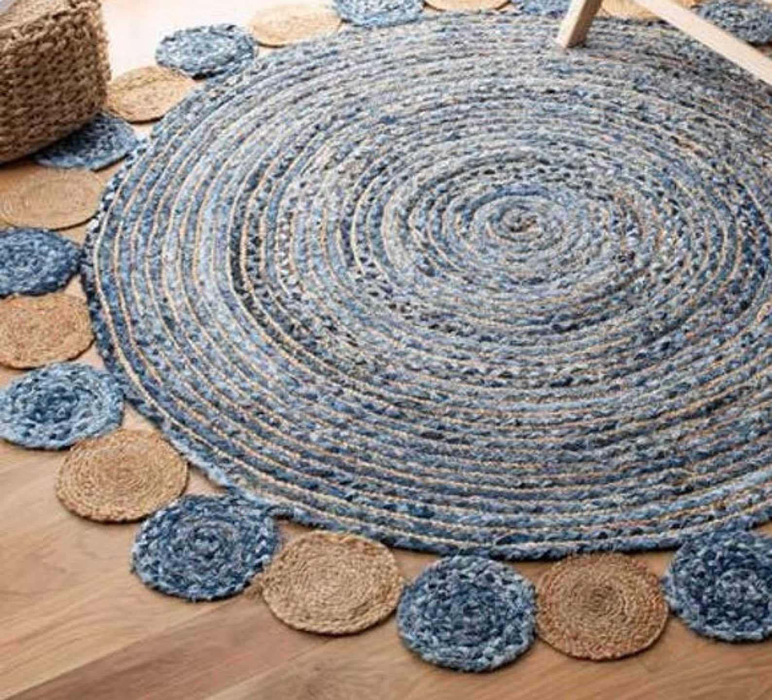 Braided Round Artisen Jute Rug Handmade Handwoven Rag Rug Etsy
