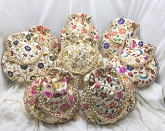 Handcrafted Traditional Silk Potli Bag for Weddings - Bulk Return Gifts for Guest - [9x9Inches]