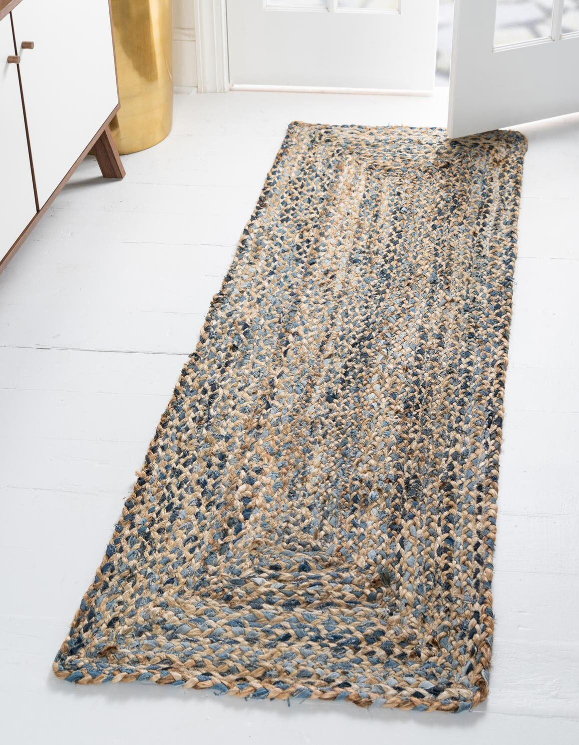 2x8 Cotton rag rug Kitchen runner Handwoven ribbed solid Etsy