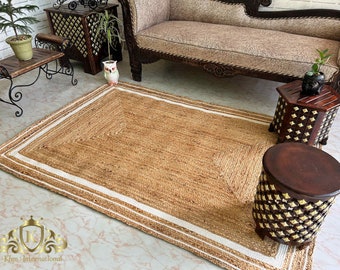 Natural Jute Rug. Natural Rug. Jute Handwoven Rug. Jute Rug. Eco Rug Indian Braided Floor Jute Rug, Rectangle Rug Solid Area Rugs