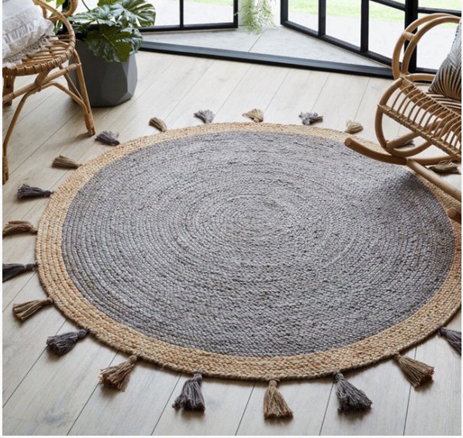 Braided Round Artisen Jute Rug Handmade Handwoven Rag Rug Etsy