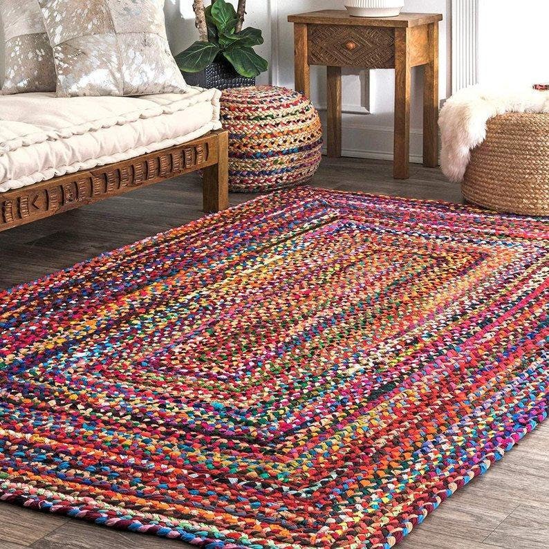 Braided RAG RUG colourful area rug floor rug rectangle rugs Etsy