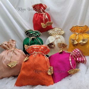 100 Embroidered Potli Bags: Indian Wedding Favor Gift Bags