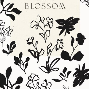 Abstract Botanical Illustration, Abstract Floral Clip Art, Fine Art Flower Drawing, Line Art Flower Clip Art, Hand Drawn Botanical Clip Art image 2