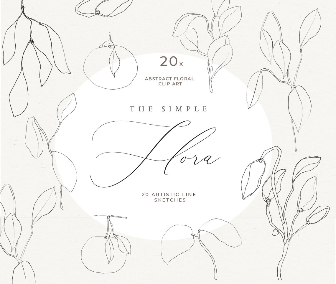 Hand Drawn Floral Line Art, Abstract Floral Clip Art, Abstract ...