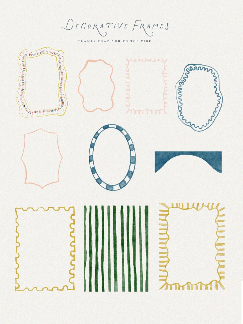 Whimsical Watercolor Frames - Watercolor Summer Icons - Whimsy ...