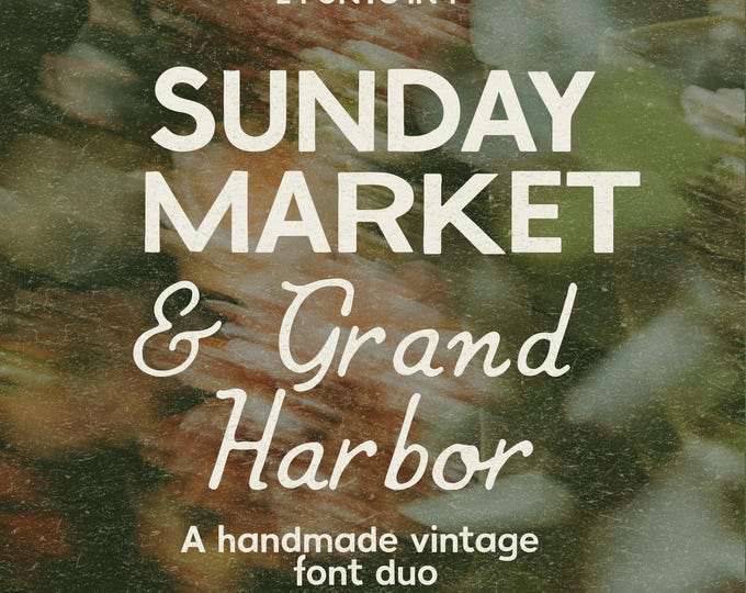 Hand Lettered Font, Handwritten Vintage Font Duo, Handmade Font Pairing, Handmade Sans Serif, Vintage Script Font, Vintage Typography