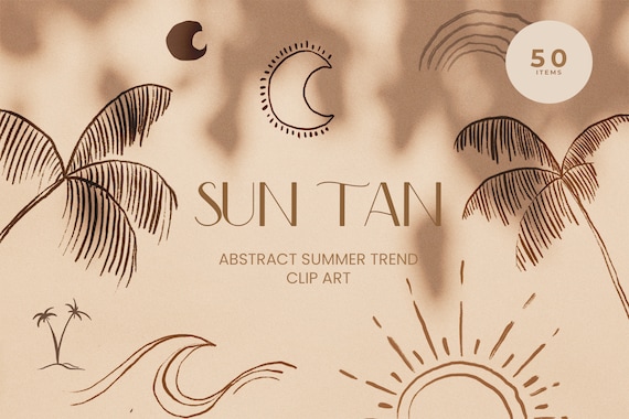 Abstract Summer Clip Art - Abstract Tropical Illustration - Summer line art icon - Boho Summer vector illustration - tropical line art