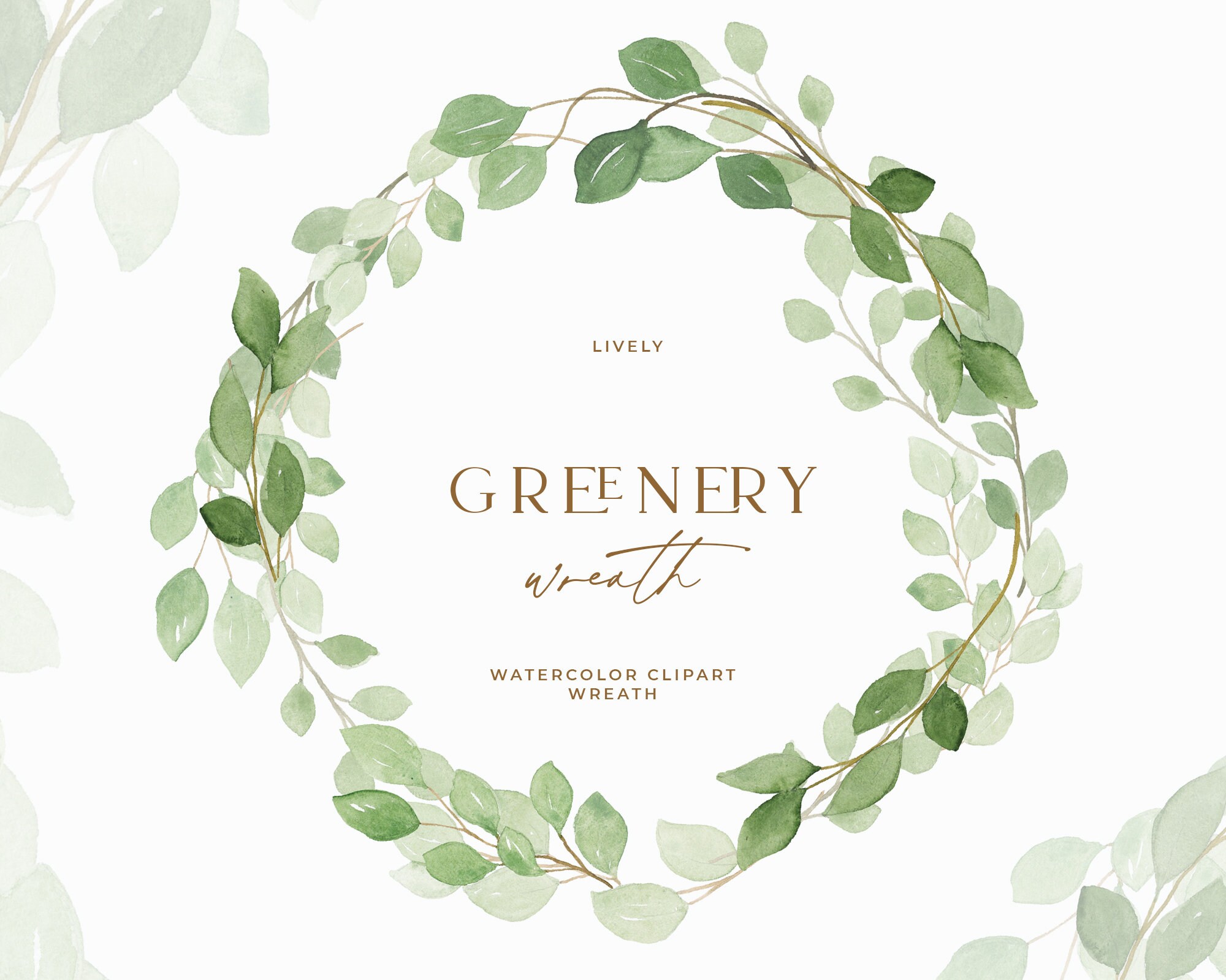 Plants Greenery Leaves Digital Download Clipart PNG Watercolor Leaf ...