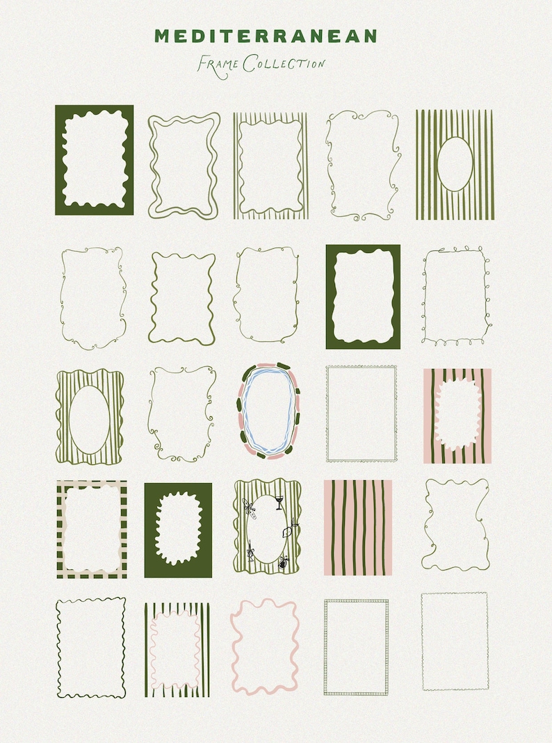 Hand Drawn Whimsy Frames - Summer Wedding Frames - Dolce Vita Icons ...
