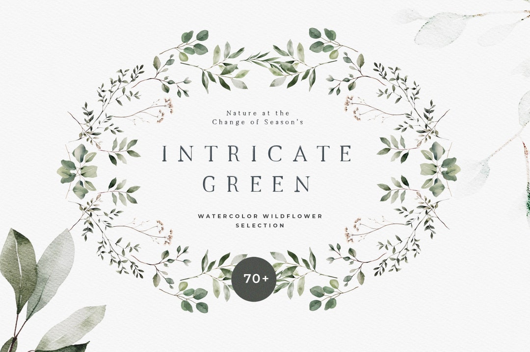 Watercolor Greenery Wreath Clipart Greenery Clipart Spring Wedding ...